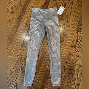 NWT New ATHLETA Elation Shine Tight Legging Metallic Silver XS